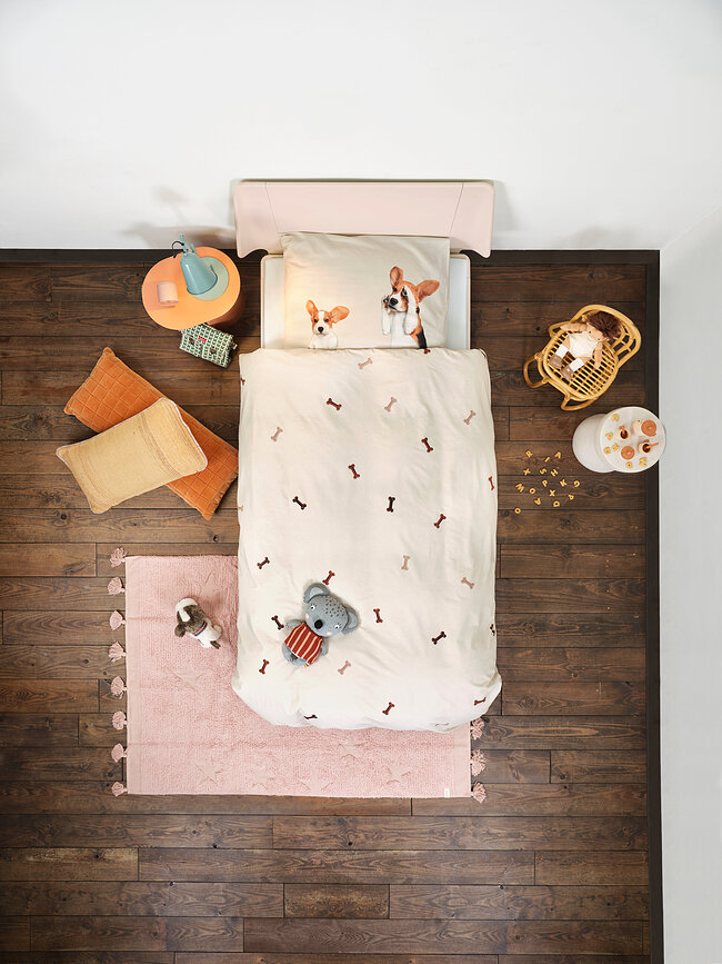 Parure de lit en flanelle Beagle Friends 200 x 200 cm avec 2 taies d'oreiller 60 x 70 cm