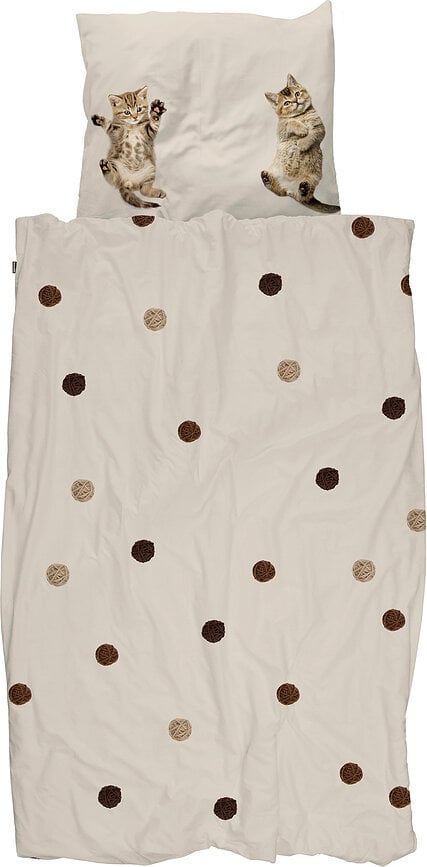 Parure de lit en flanelle Kitten Friends 140 x 200 cm avec taie d'oreiller 60 x 70 cm