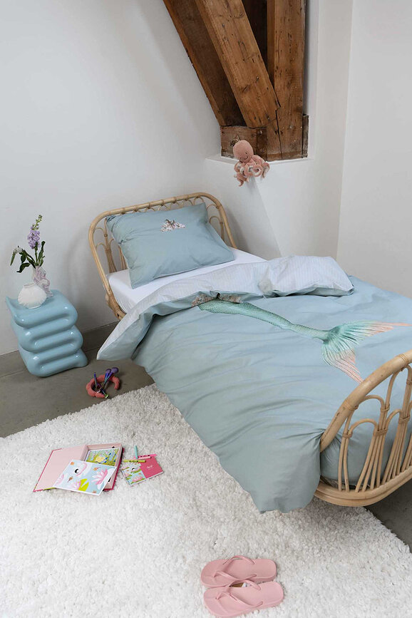 Parure de lit Mermaid Aqua 200 x 200 cm avec 2 taies d'oreiller 60 x 70 cm