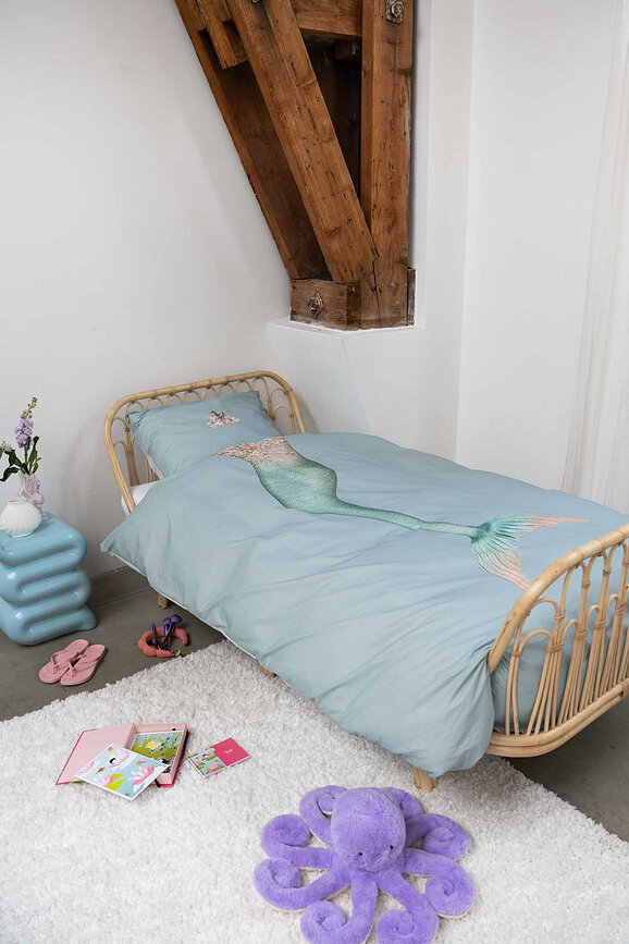 Parure de lit Mermaid Aqua 200 x 200 cm avec 2 taies d'oreiller 60 x 70 cm