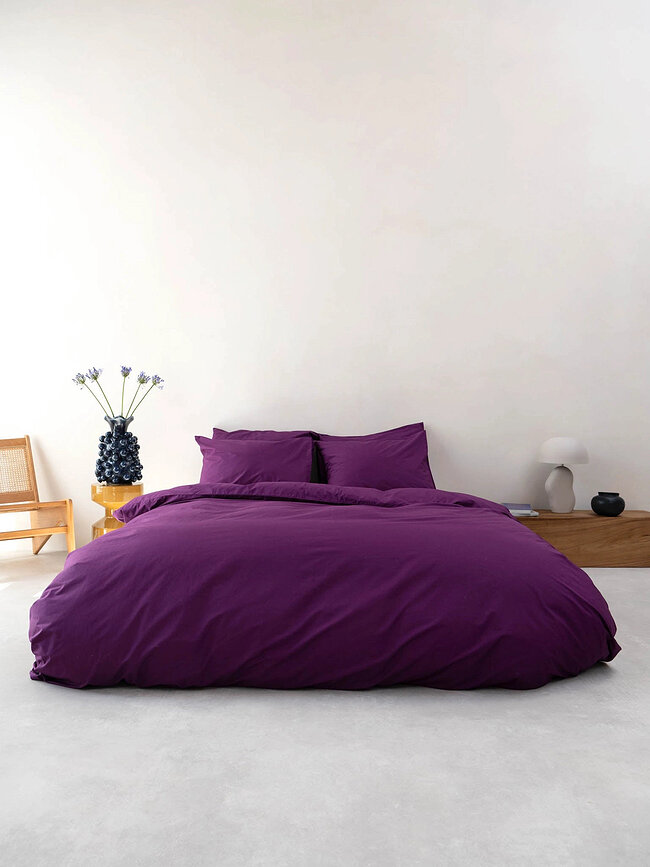 Parure de lit Plum Purple 260 x 220 cm avec 2 taies d'oreiller 60 x 70 cm
