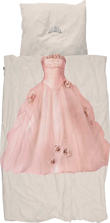 Parure de lit Princess Beige 140 x 200 cm avec taie d'oreiller 60 x 70 cm