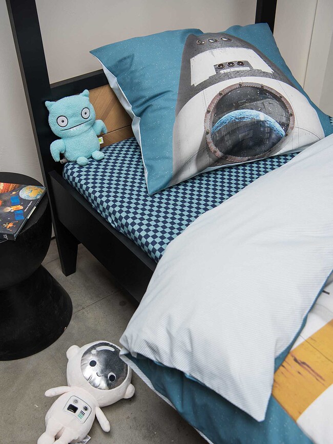 Parure de lit Rocket Smokey Blue 200 x 200 cm avec 2 taies d'oreiller 60 x 70 cm