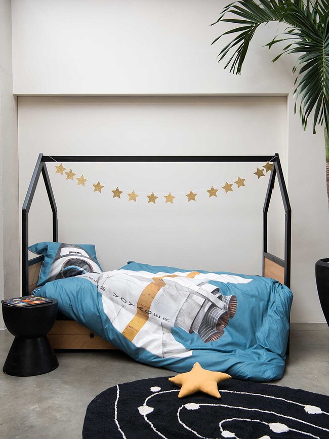 Parure de lit Rocket Smokey Blue 200 x 200 cm avec 2 taies d'oreiller 60 x 70 cm