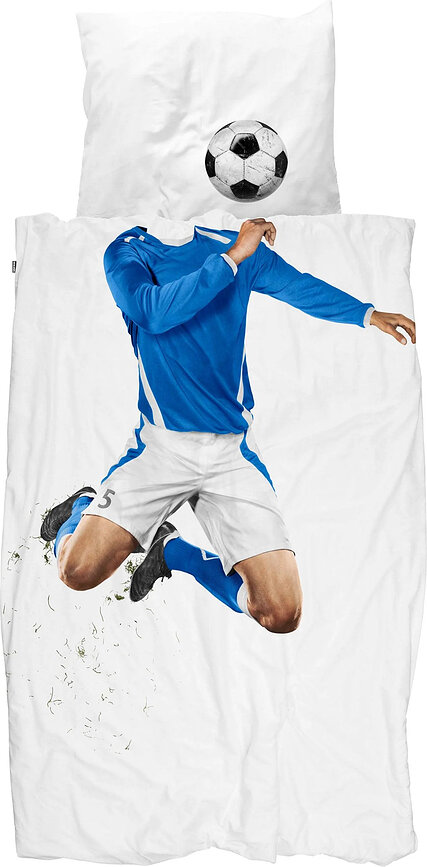 Parure de lit Soccer Champ Blue 140 x 200 cm avec taie d'oreiller 60 x 70 cm