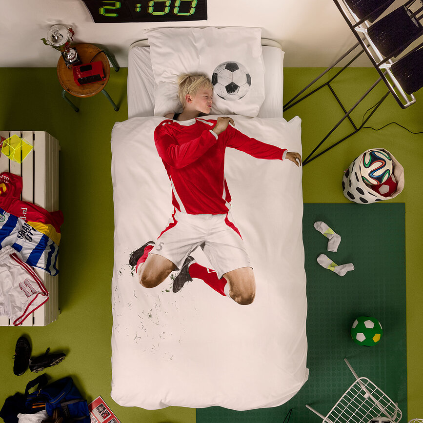 Parure de lit Soccer Champ Red 200 x 200 cm avec 2 taies d'oreiller 60 x 70 cm