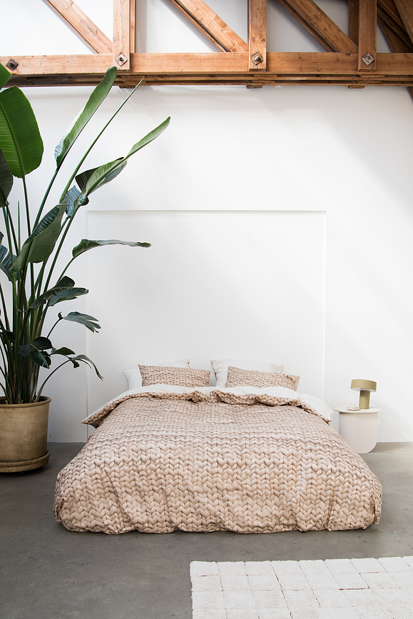 Parure de lit Twirre Sand 260 x 220 cm avec 2 taies d'oreiller 60 x 70 cm