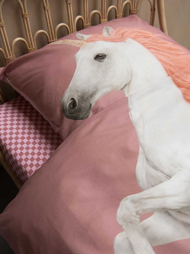 Parure de lit Unicorn Pink 200 x 200 cm avec 2 taies d'oreiller 60 x 70 cm