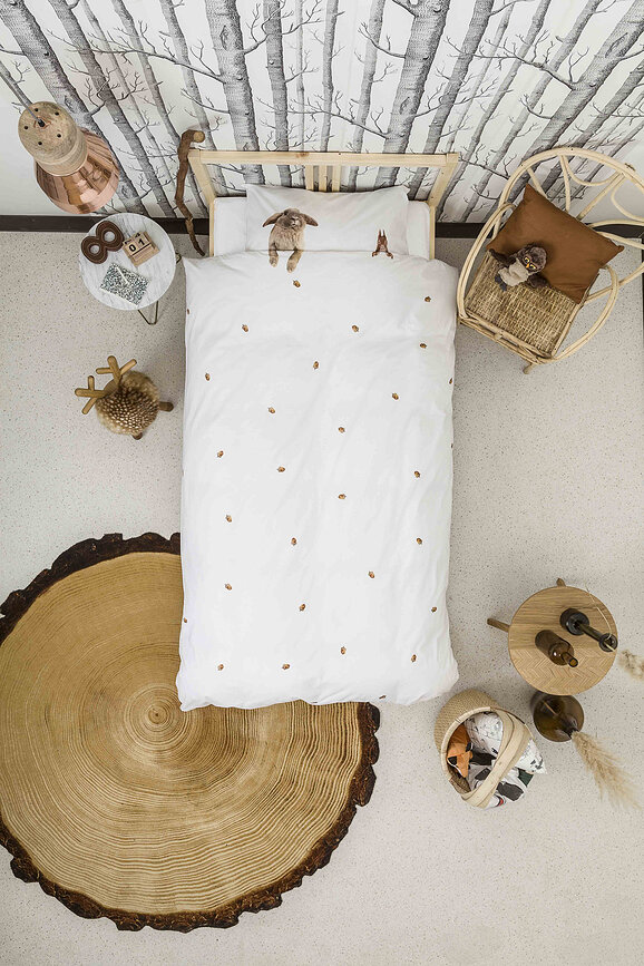 Posteljnina flanelasta Furry Friends 240 x 220 cm z 2 prevlekama za vzglavnik 60 x 70 cm