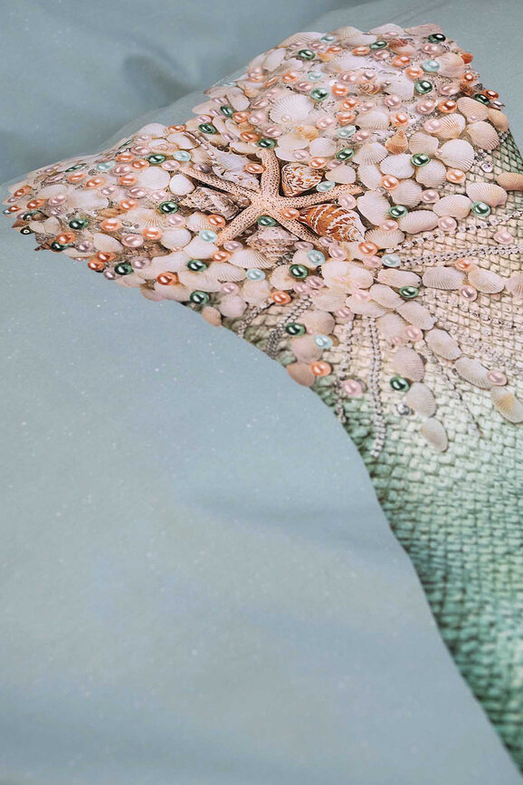 Posteljnina Mermaid Aqua 200 x 200 cm z 2 prevlekama za vzglavnik 60 x 70 cm