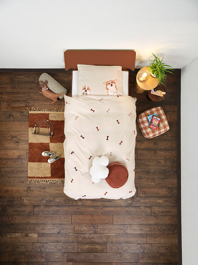 Ropa de cama Corgi Friends 240 x 220 cm con 2 fundas de almohada 60 x 70 cm