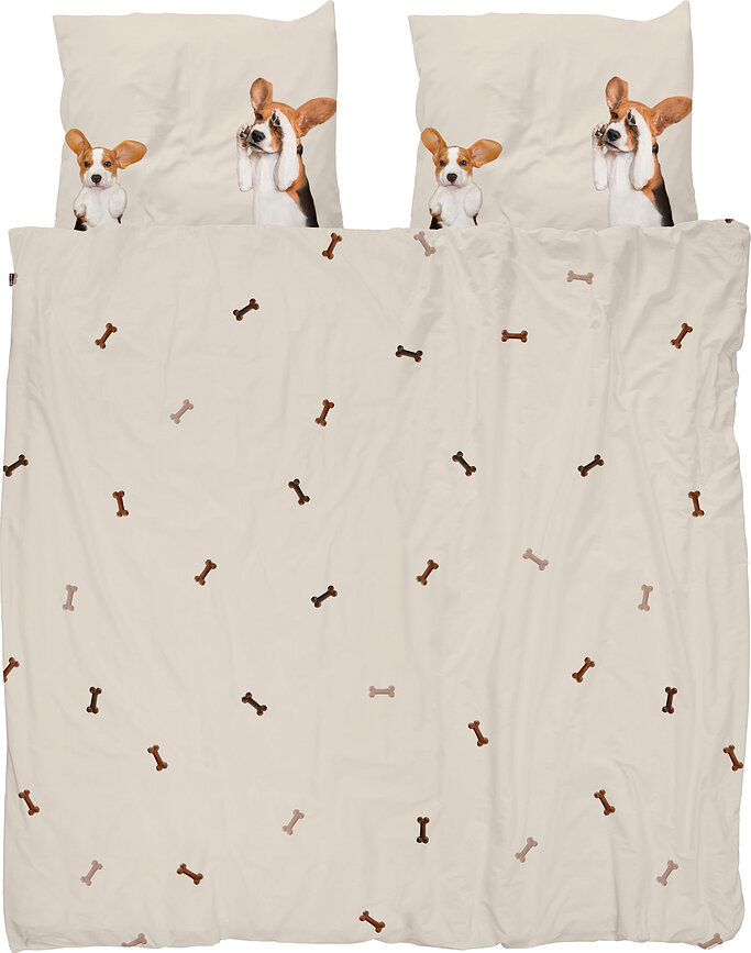 Ropa de cama de franela Beagle Friends 240 x 220 cm con 2 fundas de almohada 60 x 70 cm