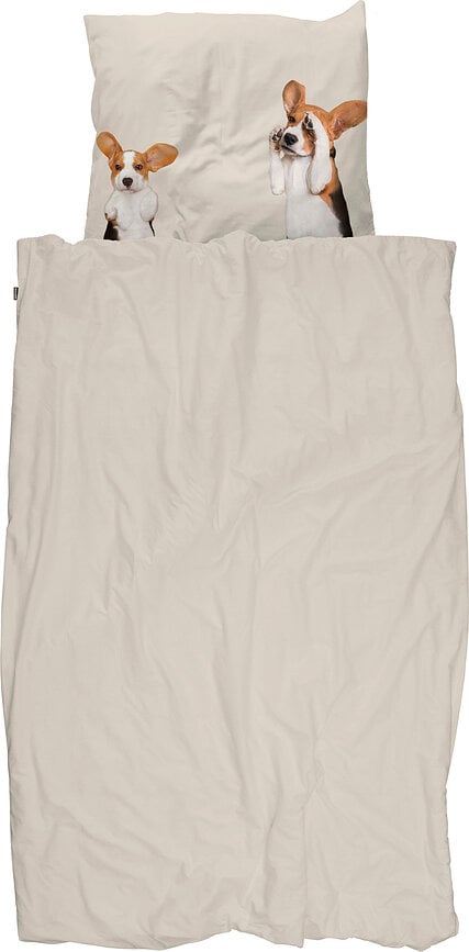 Ropa de cama de franela Beagle Friends 260 x 220 cm con 2 fundas de almohada 60 x 70 cm