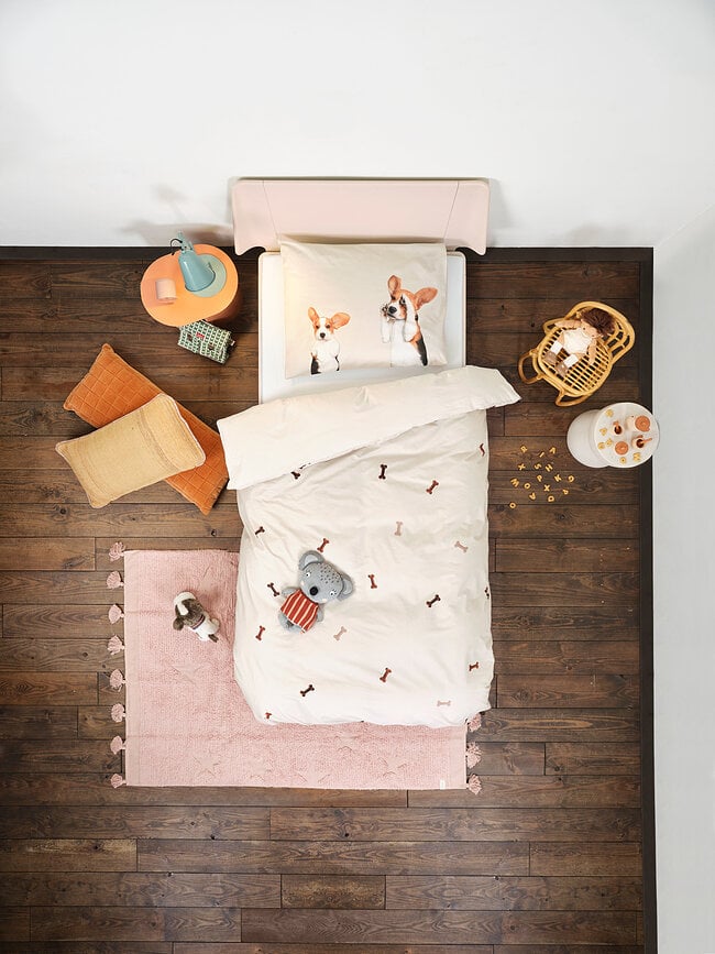 Ropa de cama de franela Beagle Friends 260 x 220 cm con 2 fundas de almohada 60 x 70 cm