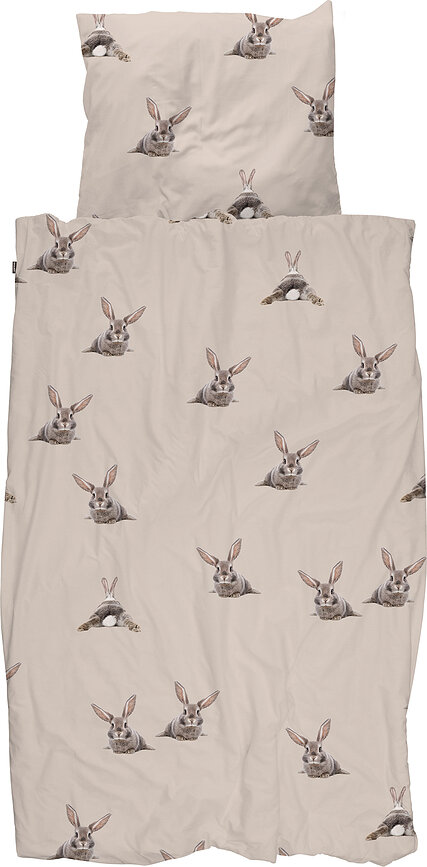 Ropa de cama de franela Bunny Beige 140 x 200 cm con funda de almohada 60 x 70 cm