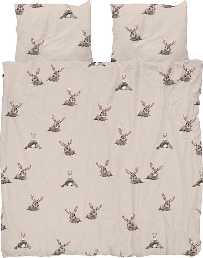 Ropa de cama de franela Bunny Beige 240 x 220 cm con 2 fundas de almohada 60 x 70 cm
