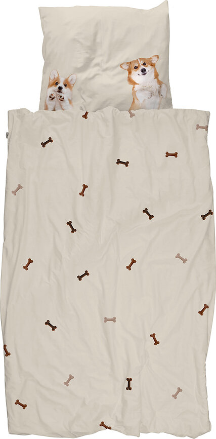 Ropa de cama de franela Corgi Friends 140 x 200 cm con funda de almohada 60 x 70 cm