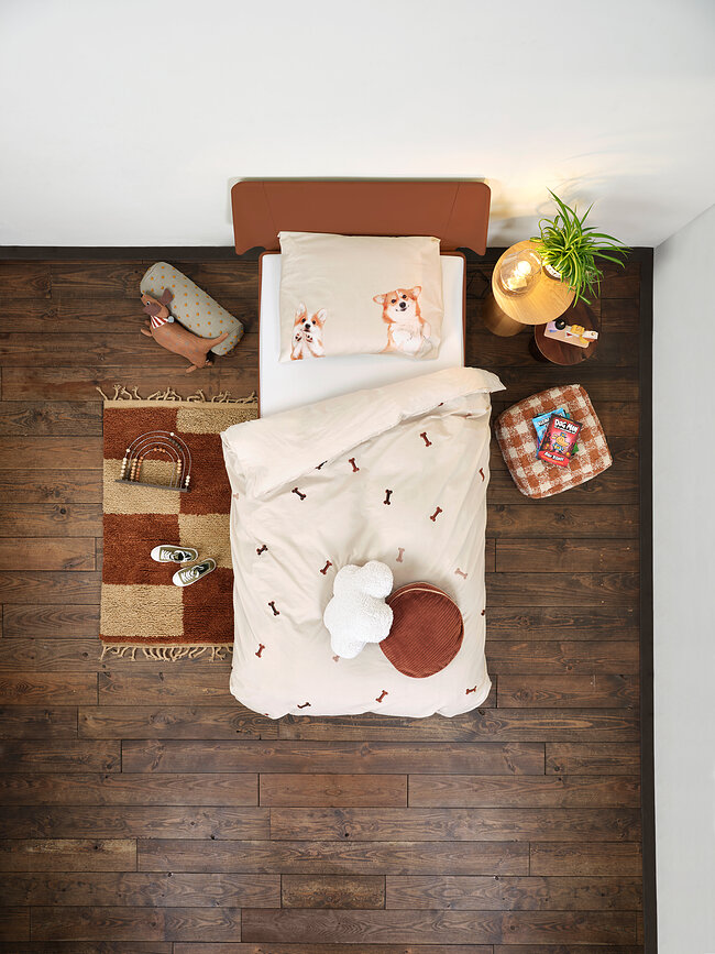 Ropa de cama de franela Corgi Friends 200 x 200 cm con 2 fundas de almohada 60 x 70 cm