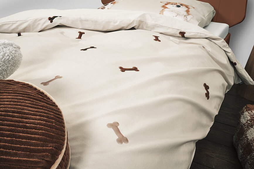 Ropa de cama de franela Corgi Friends 200 x 200 cm con 2 fundas de almohada 60 x 70 cm