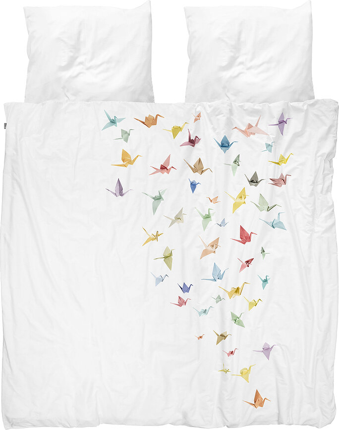 Ropa de cama de franela Crane Birds 200 x 200 cm con 2 fundas de almohada 60 x 70 cm
