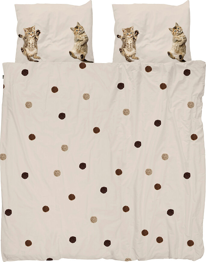 Ropa de cama de franela Kitten Friends 240 x 220 cm con 2 fundas de almohada 60 x 70 cm