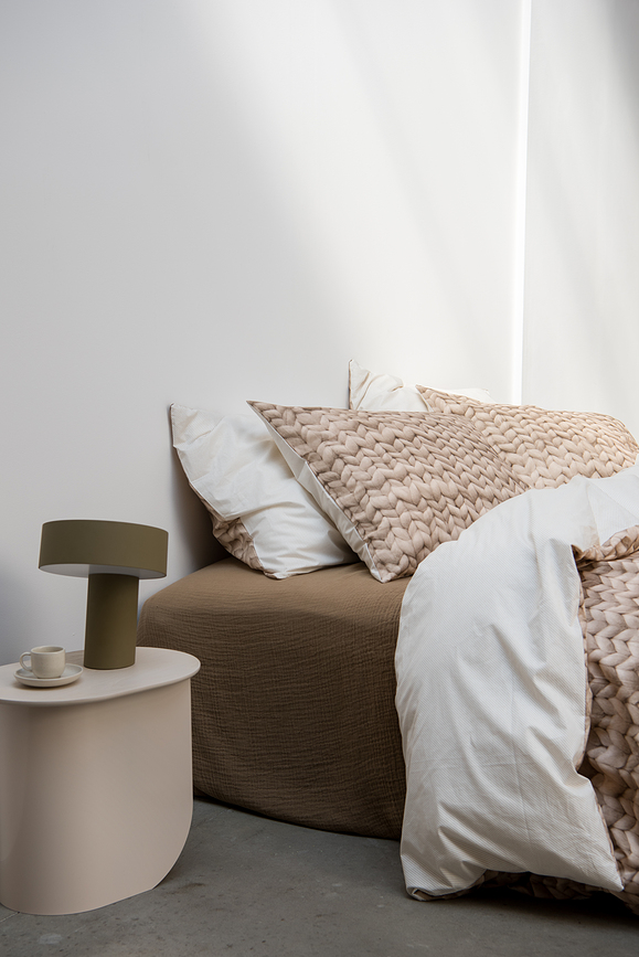 Ropa de cama de franela Twirre Sand 260 x 220 cm con 2 fundas de almohada 60 x 70 cm