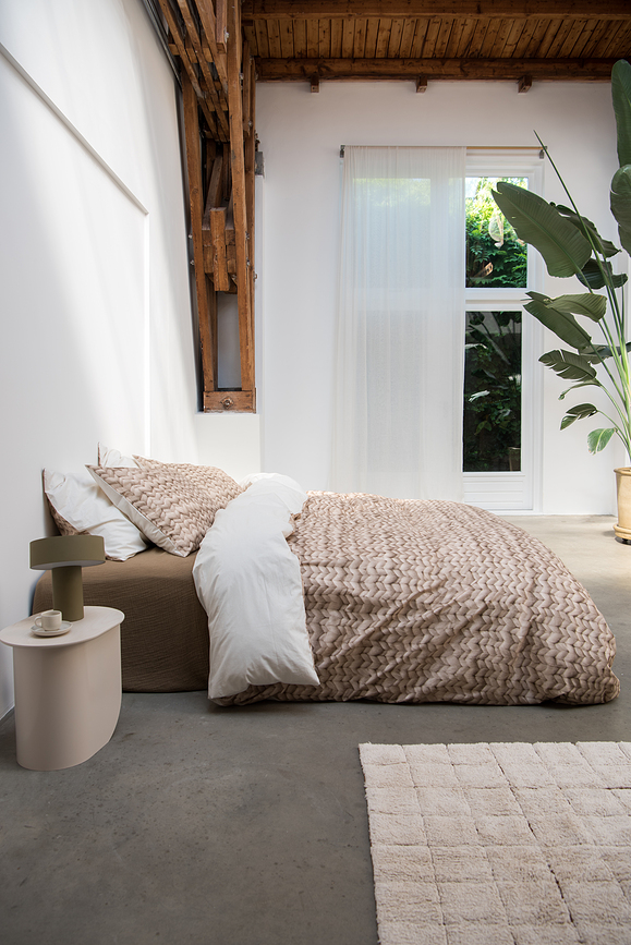 Ropa de cama de franela Twirre Sand 260 x 220 cm con 2 fundas de almohada 60 x 70 cm