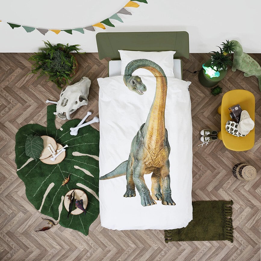 Ropa de cama Dino Bronto 200 x 200 cm con 2 fundas de almohada 60 x 70 cm