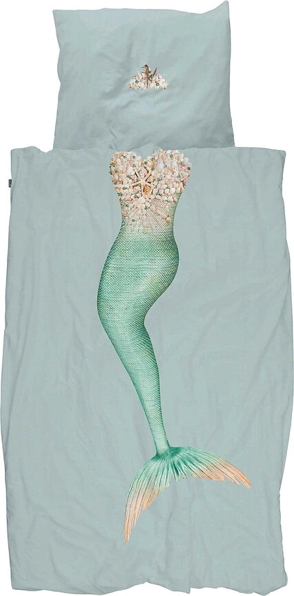 Ropa de cama Mermaid Aqua 140 x 200 cm con funda de almohada 60 x 70 cm