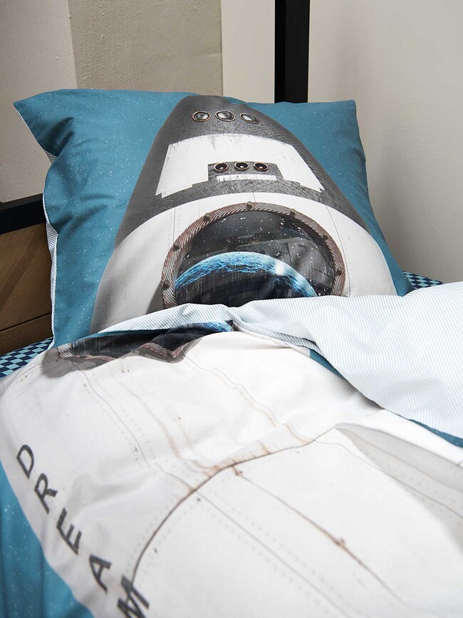 Ropa de cama Rocket Smokey Blue 200 x 200 cm con 2 fundas de almohada 60 x 70 cm