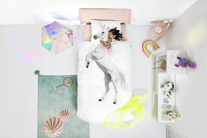 Ropa de cama Unicorn White 240 x 220 cm con 2 fundas de almohada 60 x 70 cm