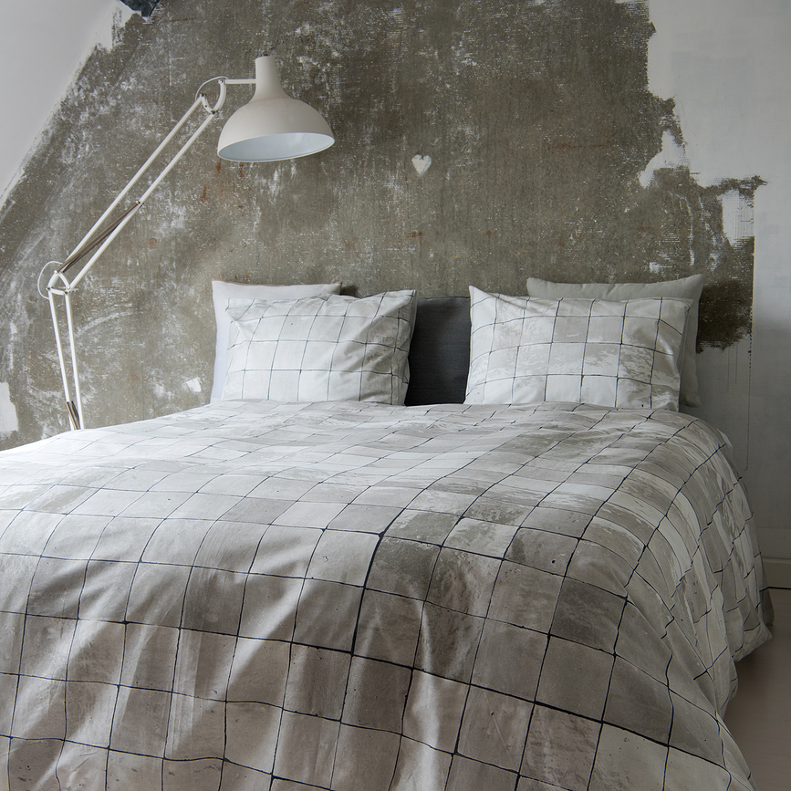 Tiles Parure de Lit 200 x 200 cm, blanc perle