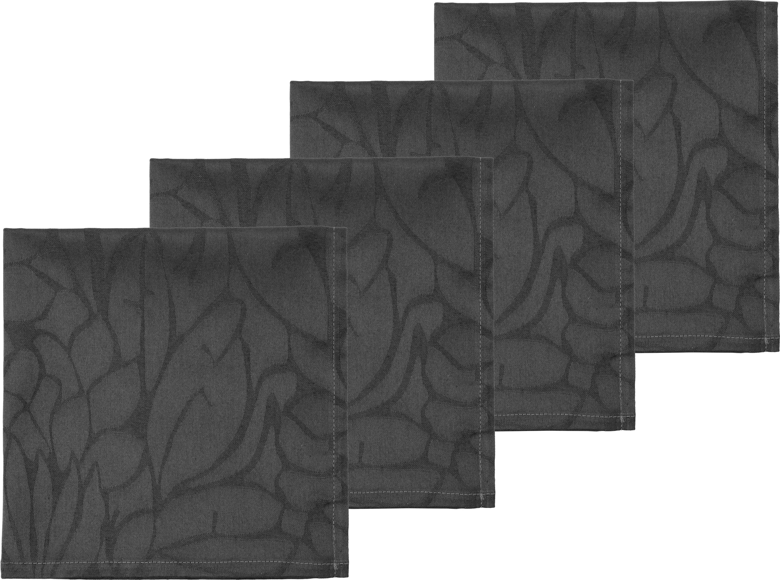 Abstract Leaves Damask Servietten grau 4 St.