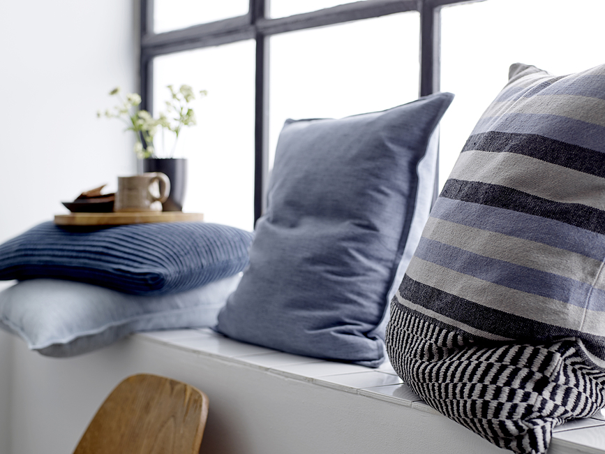 Basic Melange Coussin décoratif, 45 x 45 cm, bleu