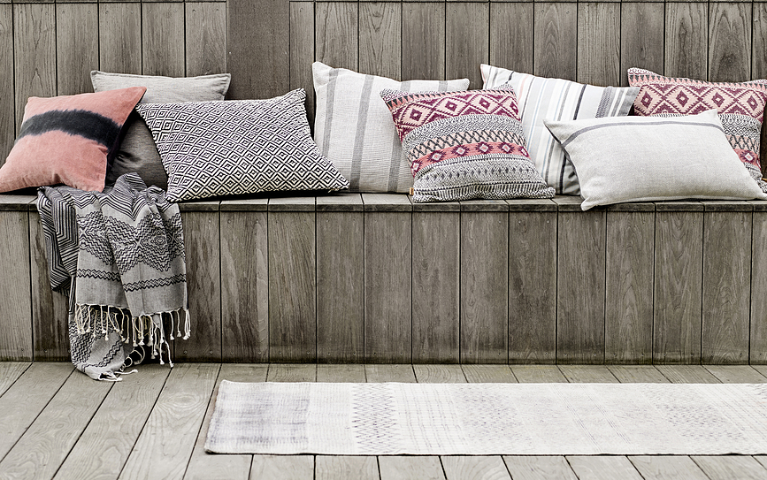 Basic Melange Coussin décoratif, 45 x 45 cm, bleu