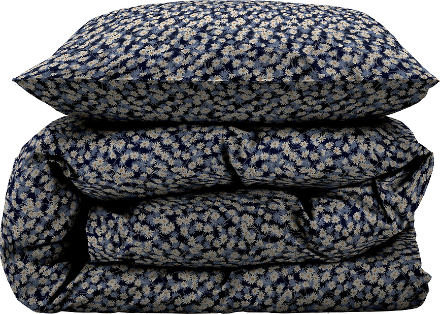 Bellis Parure de Lit 135 x 200 cm, indigo, 1 taie d'oreiller 80 x 80 cm, Set 2 pièces