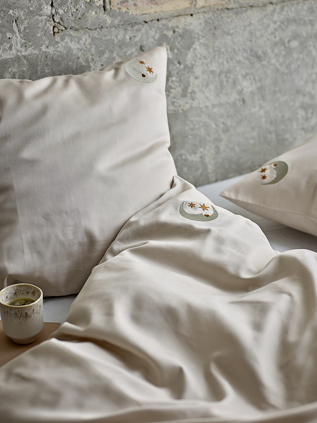 Bonne Nuit Parure de Lit, 140 x 220 cm, taie d'oreiller 60 x 63 cm, beige, fermeture éclair, Set 2 pièces