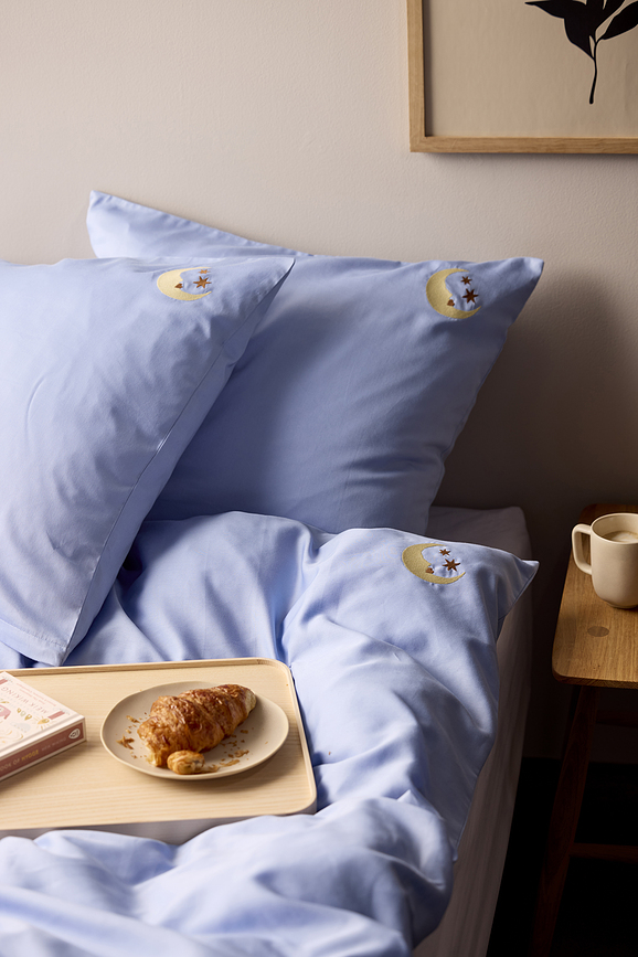 Bonne Nuit Posteljnina, 140 x 220 cm, modra, z blazino 60 x 63 cm, zapiranje na zadrgo