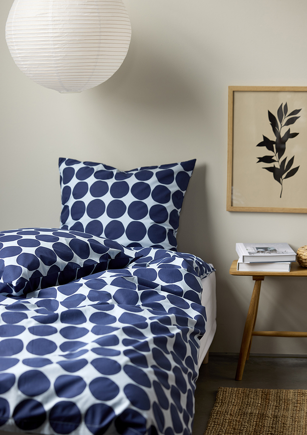 Bubbles Parure de Lit 140 x 220 cm, bleu foncé, fermeture éclair, avec taie d'oreiller 60 x 63 cm