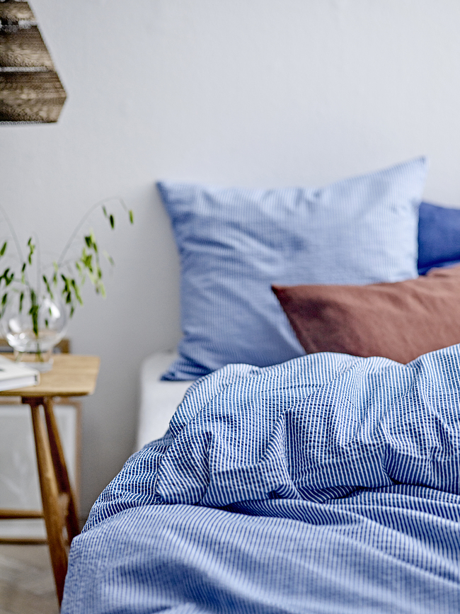 Cheerful Housse de Couette 140 x 220 cm, bleue, avec taie d'oreiller 60 x 63 cm