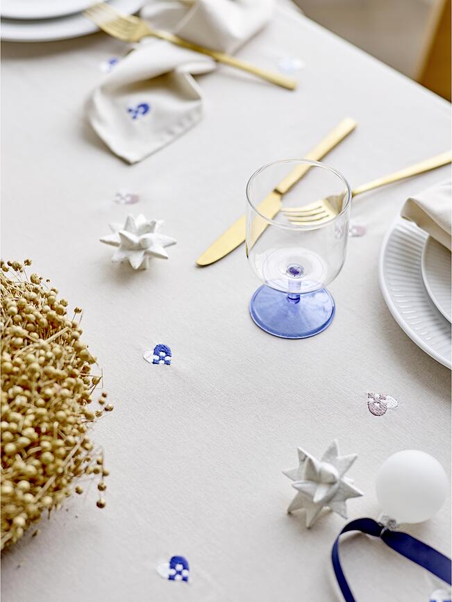 Christmas Hearts Embroidery Nappe 140 x 320 cm, beige et rouge