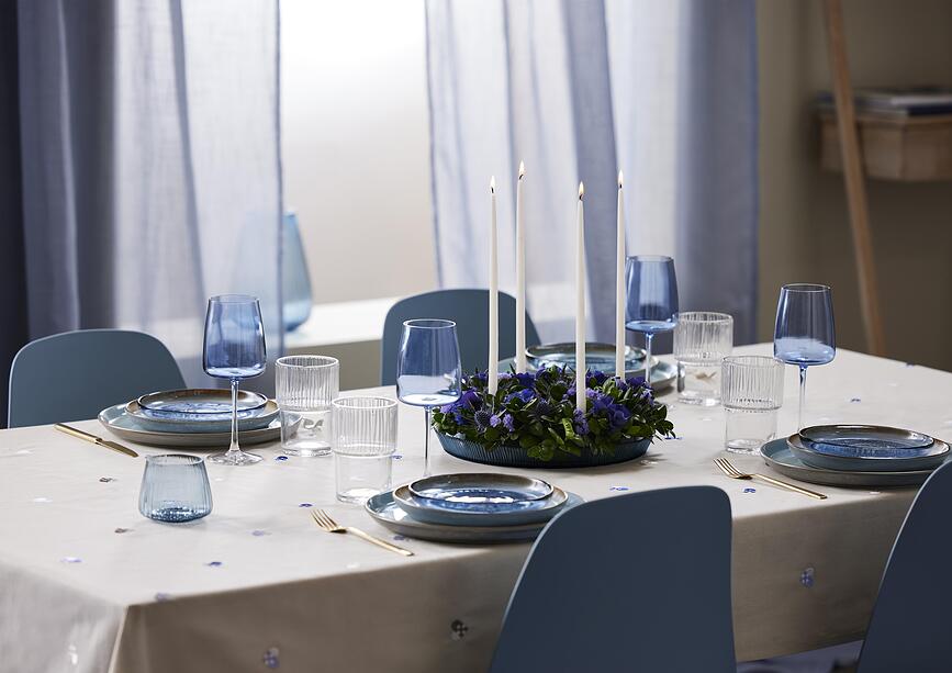 Christmas Hearts Embroidery Nappe 140 x 320 cm, beige et rouge