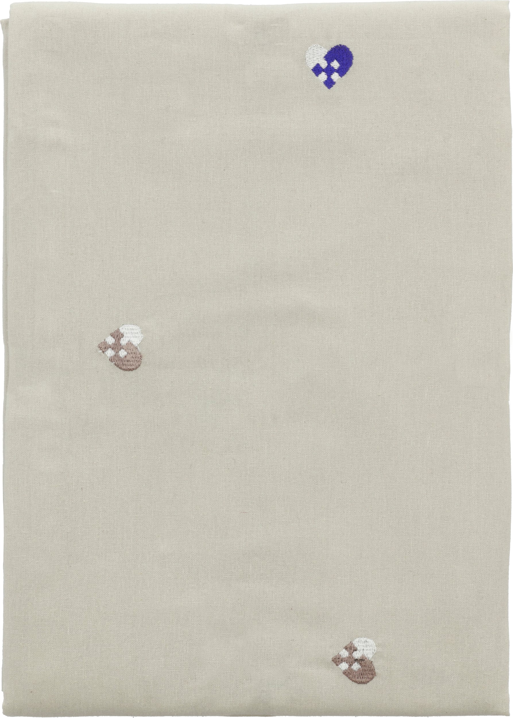 Christmas Hearts Embroidery Tischdecke 140 x 270 cm beige-blau