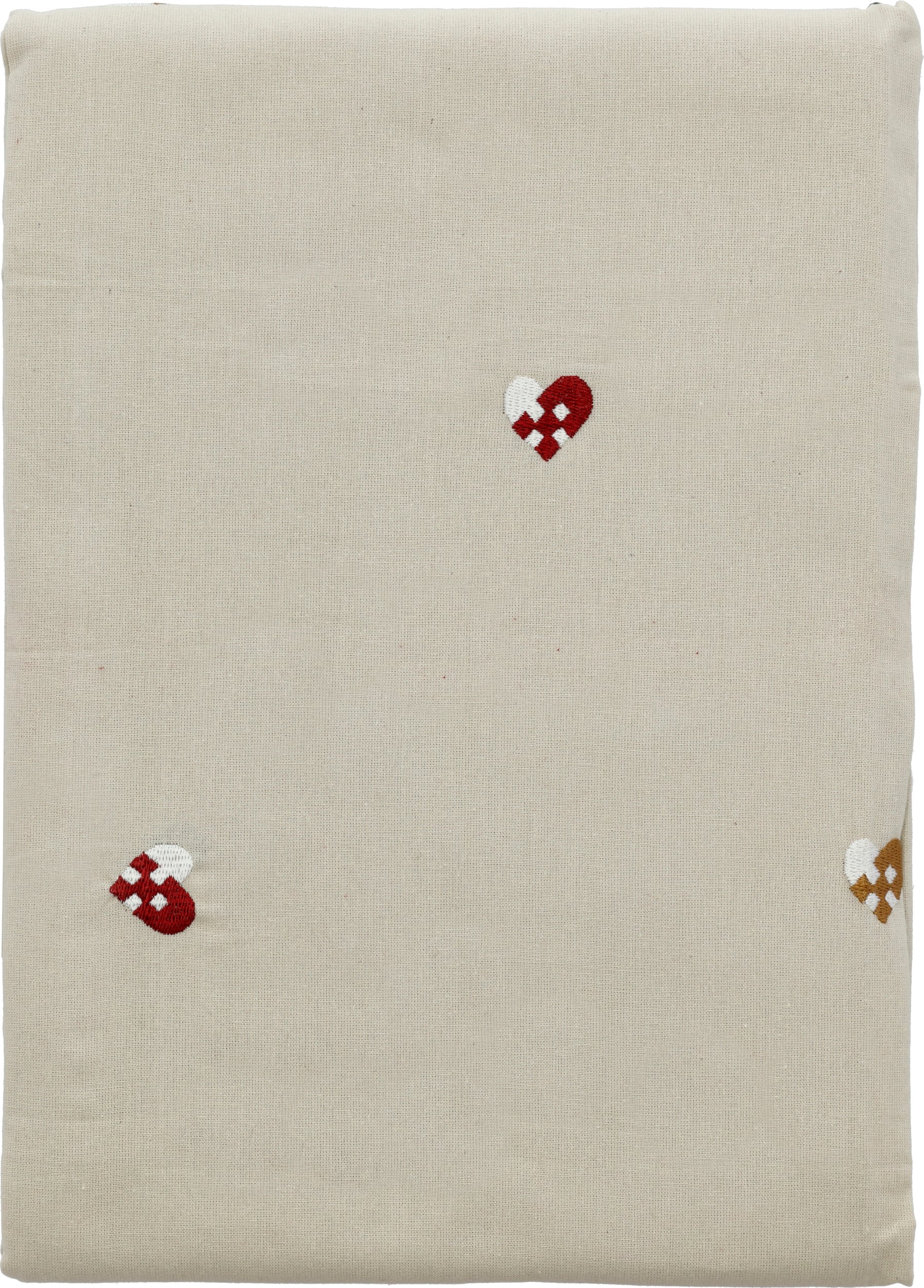 Christmas Hearts Embroidery Tischdecke 140 x 270 cm beige-rot