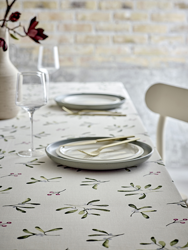 Christmas Mistletoe Nappe 140 x 350 cm, crème et vert