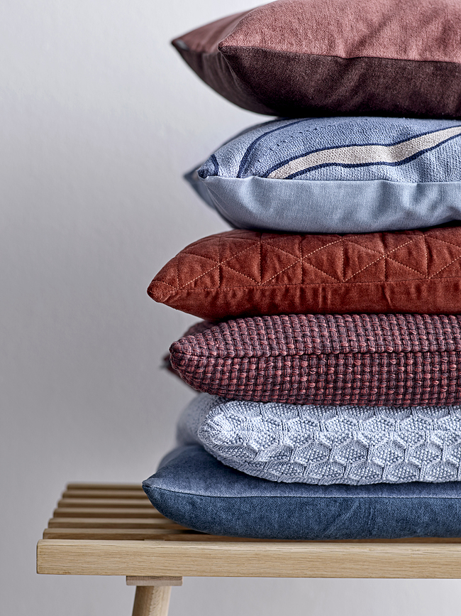 Cojín decorativo de chenilla lavada, 40 x 60 cm, azul