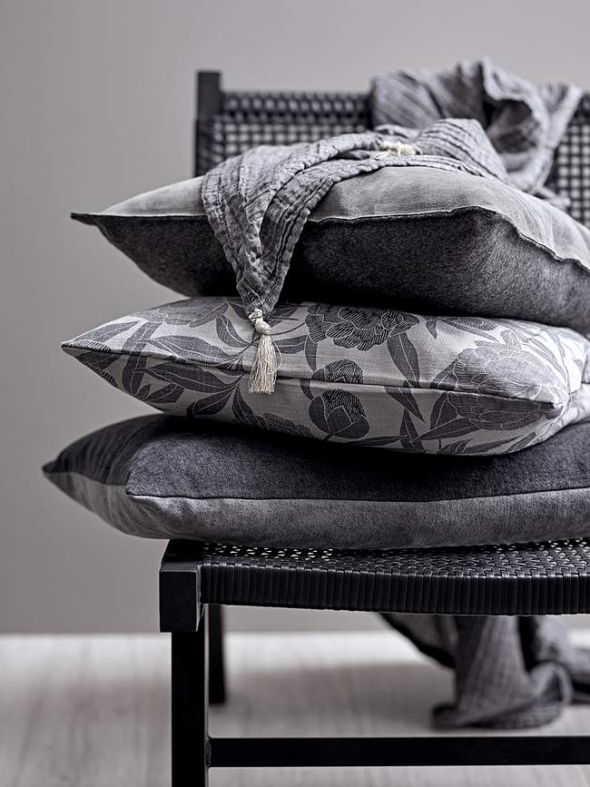 Cojín decorativo de chenilla lavada, 40 x 60 cm, azul