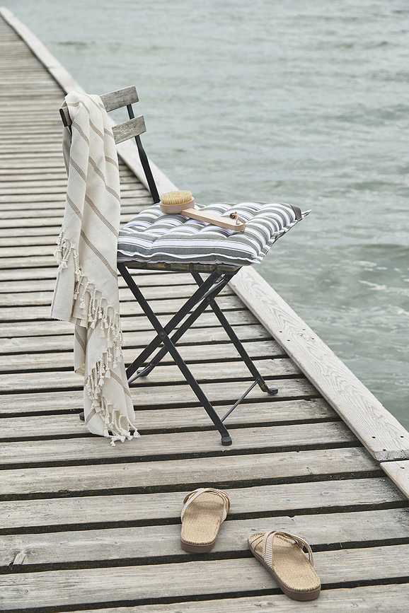 Cojín de asiento a rayas Nordic, 40 x 40 cm, beige