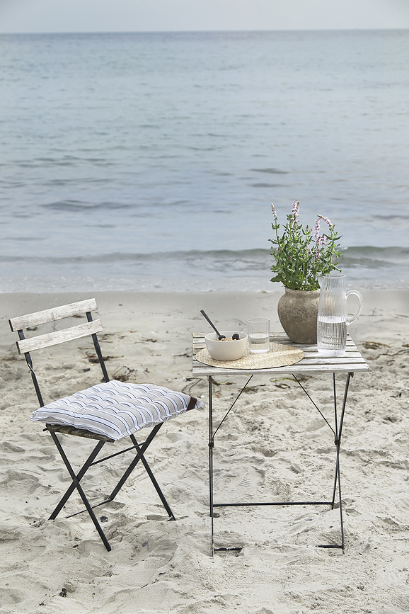 Cojín de asiento a rayas Nordic, 40 x 40 cm, beige