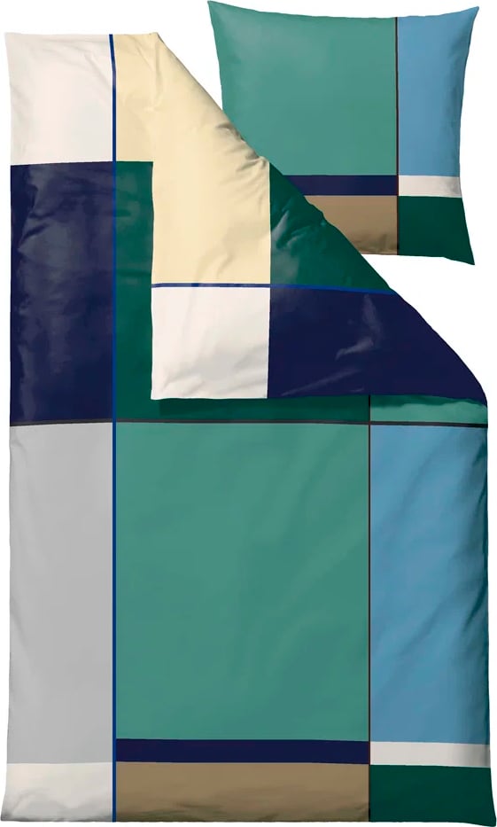 Colour Block Bettwäsche 140 x 200 cm, Meeresgrün, mit Kissenbezug 60 x 63 cm